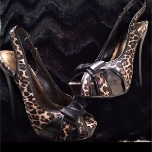 RARE Animal Print Leopard Stilettos Size 6.5M 1" Platform/5.5" Heel